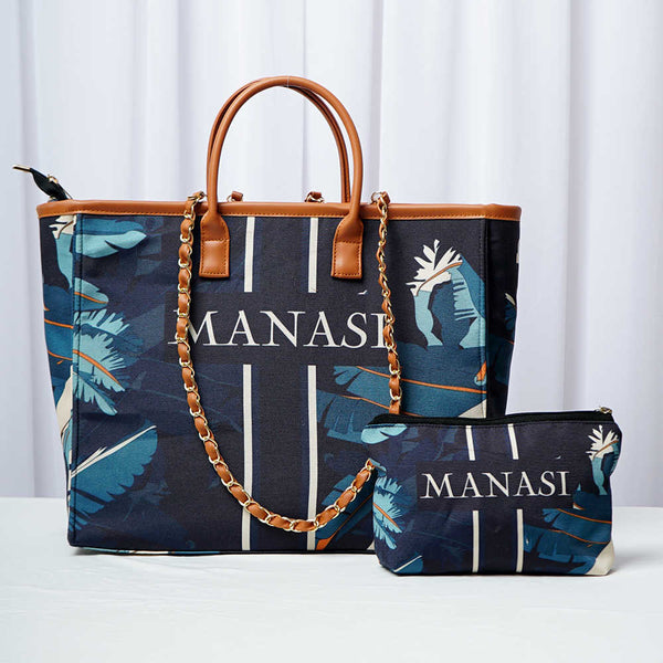 Blue Strap Leaf's Printed Personalised Luna Handbag Combo Gift Set